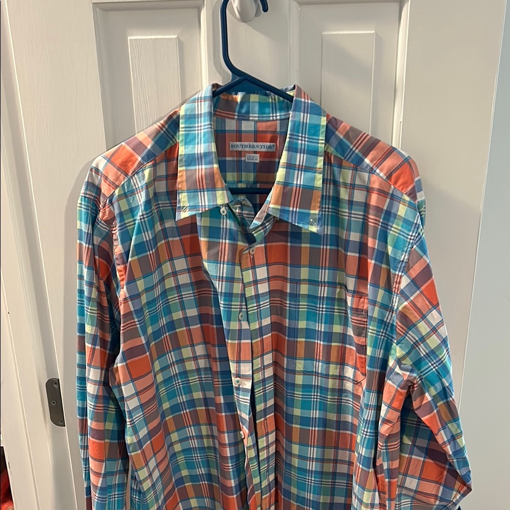 Southern Tide Red and Blue Casual Button Down Shirt